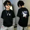 Camiseta de manga larga para niños, nuevo modelo 2026, camiseta básica para niños talla mediana y grande, top elegante a rayas de algodón puro para niños, imitación de dos piezas