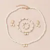 Nuevo Estilo Transfronterizo Pequeño Fresco Amor Mariposa Set de Collar Dulce Princesa Perlas Cuentas Joyería Infantil al por Mayor