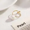 Anel de Pérola Genuína de Água Doce Natural para Mulheres, Luxo Leve, Alto Padrão, Design Original de Nicho, Joia Retrô Francesa para o Dia a Dia para Mulheres