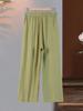 Mom's Summer Loose Cotton and Linen Wide-leg Calças de meia-idade e idosas Verão de cintura alta Calças casuais Calças plus size da vovó