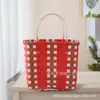 Cesta de Legumes Xadrez de Grande Capacidade para Presente de Casamento Bolsa Tecida de Rattan Sintético Bolsa Tecida à Mão Lancheira Bolsa de Presente