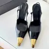 Zapatos de Tacón Alto Metálicos de Punta Cuadrada para Mujer, Sandalias Elegantes de Charol Negro, Nuevo Estilo para Primavera/Verano 2025