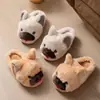 Pantuflas Mujer Otoño Invierno Nuevas Pantuflas de Casa de Interior Cálidas Lindas Perro Felpa Moda Pantuflas de Mujer Pantuflas Peludas
