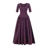 25 Faldas Largas Plisadas Estilo Ballet Sexy Ajustadas de Verano para Mujer, Vestido Ajustado de Manga Tres Cuartos con Cuello en U
