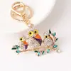 Llavero de búho con incrustaciones de diamantes de dibujos animados transfronterizo, colgante de animal, accesorio de llavero de moda para bolso, fabricante, venta al por mayor