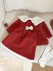Ropa infantil coreana, vestido navideño de invierno para niñas, abrigo de solapa grande, traje de falda cálida para niñas occidentales