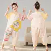 Pijama de una pieza para niños Verano Delgado Niñas Verano Algodón Puro Niños Grandes Niñas Una Pieza Manga Corta Nezha Nuevo Estilo 2025
