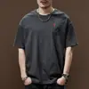 Camiseta de Manga Corta Pesada de Estilo Americano Otoñal, Marca de Moda, Talla Grande, Ajuste Holgado, Camisa Casual Retro Fresca de Media Manga para Hombre