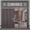 Cortina de Porta Anti-Mosquito, Três Painéis com Abertura Bidirecional, Cortina para Villa, Porta de Entrada com Tira Magnética Completa, Malha de Diamante, Instalação Sem Furos, Novo Estilo Chinês