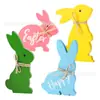 Decoración de Pascua para el Hogar de Nuevo Producto Transfronterizo Conejito de Pascua Adornos de Madera para Mesa Decoración Estilo Granja Rústica