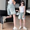 Shorts de Mezclilla de Verano para Niñas 2024 Nueva Moda Niñas Estilo Coreano Elegantes Bolsillo Trasero Pantalones de Mariposa con Hot Drilling