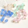 Pequeña flor transparente con capullo de rosa colgante, accesorios de resina para manualidades, pendientes de niña dulce, colgante, pulsera, material al por mayor