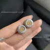 Aretes Flor de Margarita Pequeña Bucci para Mujer, Oro con Diamantes, Diseño de Girasol, Aretes de Oro, Vintage, Exquisitos, Lujo Ligero, Modernos