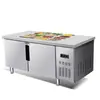 Bancada Refrigerada para Pizza, Mesa de Salada Comercial Transfronteiriça de Aço Inoxidável com Fendas, Vitrine Refrigerada para Pratos Frios, Armário de Salada de Frutas