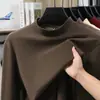 Camiseta de manga larga para hombre 2026, de terciopelo térmico doble cara, cuello medio alto, color liso, camiseta interior cálida para hombre, ropa interior de otoño e invierno, ropa de otoño de moda