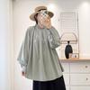 Camisa de Muñeca Ajustada Estilo Japonés para Mujer 2024 Principios de Otoño Nueva Retro Holgada de Algodón Manga Larga