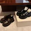 Versão em Couro de Mocassins Slip-On Estilo College com Fivela Quadrada, Salto Plataforma Grosso e Couro Genuíno para Mulheres