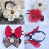 Novo Estilo Prendedor de Coque para Cabelo Feminino, Grampo de Cabelo, Acessório de Cabelo de Laço Xadrez, Prendedor de Garra Flor de Cabelo, Prendedor para Penteado Alto