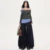 Pantalones Jeans Anchos de Pierna Suelta Color Azul Oscuro Original Americano No se Desvanecen Estilo Nuevo Engrosados con Forro Polar Cálidos Caídos de Largo Completo para Mujer
