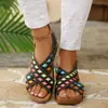 Sandálias de Verão Europeias e Americanas para Comércio Exterior Super Salto Alto Novo Boêmio Peep-Toe Transfronteiriço Tamanho Grande Velcro Salto Plataforma Salto Grosso