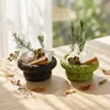 Ornamento de aromaterapia em vaso com pedra bruta de cristal natural, difusor de aroma em pedra sem chama, decoração com óleos essenciais, vaso de cerâmica, pequeno bonsai