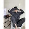 Shanli Dadi Gris Casual Moda Tejido Traje Mujer Otoño e Invierno Nuevo Estilo Coreano Holgado Estilo Perezoso Pierna Ancha Dividido