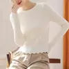 Nuevo Suéter de Punto Fino con Cuello Redondo para Mujer, Primavera y Otoño, Camisa Base Adelgazante de Temperamento, Ropa Interior, Top Corto