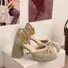 Zapatos Mary Jane de Encaje Estilo Francés con Tacón Alto para Mujer, Nuevos de Verano 2026, Versátiles Sandalias de Punta Cerrada con Tacón Grueso Impresionantes