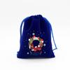 Bolsa de terciopelo azul zafiro con lazo, bolsa de regalo para dulces navideños, bolsa de manzana para Nochebuena, bolsa con cordón, venta al por mayor transfronteriza