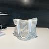 Bolsa Grande Borboleta de Renda Estilo Coreano 2024 Nova Bolsa de Mão Tote Moda Casual para o Dia a Dia Ombro Lona Bolsa de Abaixo do Braço