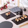Plato para Cena de Filete de Pizarra Plato Creativo Pagat Plato Occidental para Pizza Plato Plano con Patrón de Piedra Simple Plato de Estilo Japonés para Hogar Restaurante