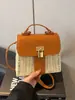 Bolsa de Palha Rattan Vintage Feminina 2026 Nova Coleção Primavera/Verão Bolsa Transversal de Praia Bolsa de Ombro Feminina Bolsa de Palha Fashion