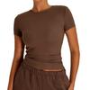 Verano Hilo Desnudo Cuello Redondo Ajustado Manga Corta para Mujer Deportes Ocio al Aire Libre Correr Fitness Secado Rápido Camiseta Ropa de Yoga