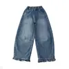 Calça Jeans Feminina Estilo Primavera e Outono 2026 Nova Infantil Meninas Crianças Maiores Outono Perna Reta Perna Larga Calças Calças de Menina Roupas de Outono