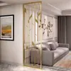 Tela de aço inoxidável de luxo leve, decoração moderna minimalista de metal vazado para entrada de sala de estar, grade divisória de arte em ferro estilo chinês novo