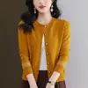 Knit Cardigan Sweater Women 2026 Early Autumn New Arrival Top Outerwear Short Thin Round Neck Jacquard Stylish Jacket