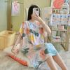 Camisola de seda de algodão feminina primavera e outono verão pijama fino coreano meninas doces celebrantes online explosões ao vivo casa outwear saia