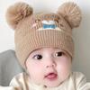 Gorro de bebé de otoño e invierno, cálido y grueso, de lana de punto, para niños y niñas, bonito gorro con protección para las orejas con dibujos animados.