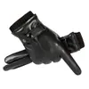 Nuevos guantes de otoño e invierno para hombre, para montar al aire libre, de cuero PU, calentamanos, con felpa, de canalé de tres líneas y tres vías, compatibles con pantalla táctil