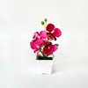 Orquídea Phalaenopsis artificial de quatro cabeças, planta em vaso estilo aberto para decoração de quartos, salas de estar e decoração de casa, arranjo de flores artificiais com efeito de filme 3D