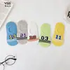 Calcetines de Malla Transpirables de Verano Estilo Coreano Digitales Invisibles Algodón Peinado para Niños Hombres Silicona Antideslizantes Calcetines de Tobillo