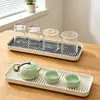 BNBSBandeja de Drenaje de Doble Capa para el Hogar de Plástico Rectangular Bandeja para Té Bandeja para Frutas Bandeja para Tazas de Agua Tazas de Té Bandeja de Drenaje