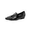 Aumento de Altura Invisível Sapatos Pequenos de Couro Genuíno para o Trabalho Outono 2026 Sapatos Mocassins de Salto Médio com Bico Quadrado Sapatos de Couro Genuíno com Corte Profundo Feminino