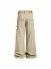 Calça Cargo Reta Multibolsos Estilo Retrô Americano para Homens e Mulheres, Perna Larga Solta, Marca Versátil da Moda, Cool Rebelde, Calça Longa Casual Desconstruída