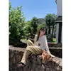 Suéter de punto para mujer con cuello redondo, manga larga holgado, estilo casual, efecto adelgazante, top elegante, suéter de invierno, capa base