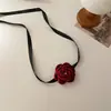 Camelia tridimensional Nicho Correa de cuerda de deseo puro Gargantilla Multicinturón Collar ajustable