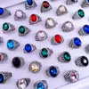 Nuevo Anillo de Vidrio de Colores Atmósfera Exagerada de Comercio Exterior Índice Dedo Joya de Cristal Exportado a Europa y América Joyería Antigua de Plata Retro