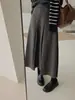 Falda de punto de lana gris de alta gama para mujer, falda midi de línea A para otoño e invierno, falda plisada de cintura alta