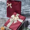 Caja de Regalo Borgoña, Caja de Regalo con Tapa Cielo y Tierra con Lazo, Caja de Regalo Rectangular para Acompañante, Caja para Empaque de Bufanda Camisa