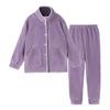 Ropa de Casa Cálida de Franela para Hombres y Mujeres de Otoño e Invierno, Cuello Alto o Cuello Solapa, Sencillo Juego de Pijama Engrosado para Parejas